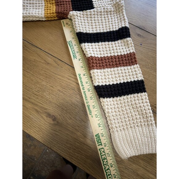 Hem & Thread Anthropologie Stripe Cardigan Women Sz Large Chunky Knit Open Front - Picture 8 of 11